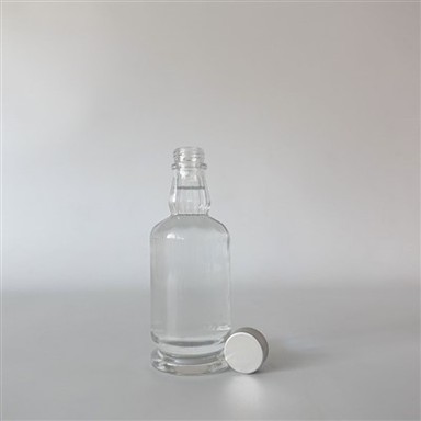 275 ml viskio gėrimo stiklinis butelis su kietu pagrindu ir unikalaus kaklo dizaino brendžiu, konjaku, stikliniais buteliais